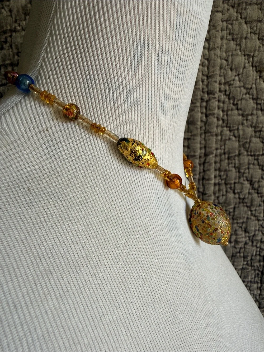 Elegant Italian Morano Glass Necklace.Hand made.